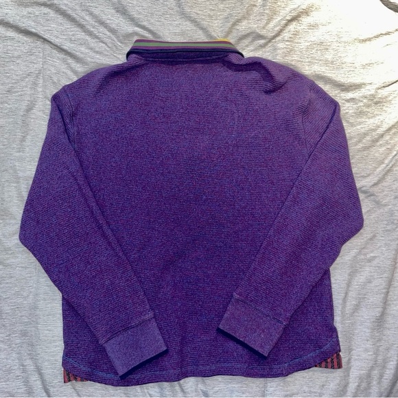 Robert graham  purple 1/4 zip color strip flip cuff color sweater sz medium - Picture 2 of 3